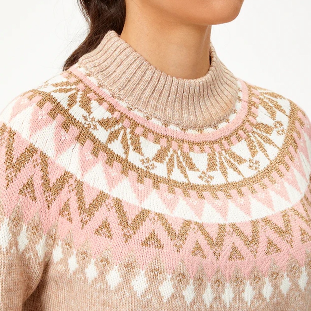 NWT Tommy Hilfiger Fairisle Half Snowflake Raglan Mock Neck Sweater size M